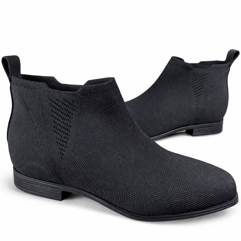 Vivaia Black Knit Chelsea Ankle Boots - Women's Slip-On Booties